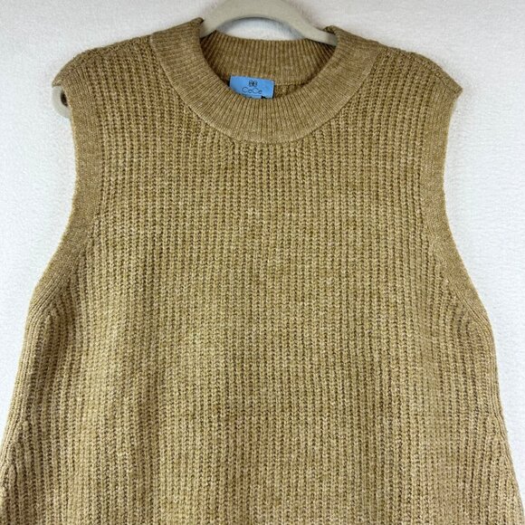 CeCe Tan Chunky Knit Sweater Vest Size Small Slouchy Pullover Boho Lagenlook - Picture 2 of 11